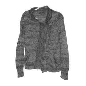Gap Womens Gray Heather Zip Sweater Wool Alpaca Blend Size XS Biker Retro Y2K